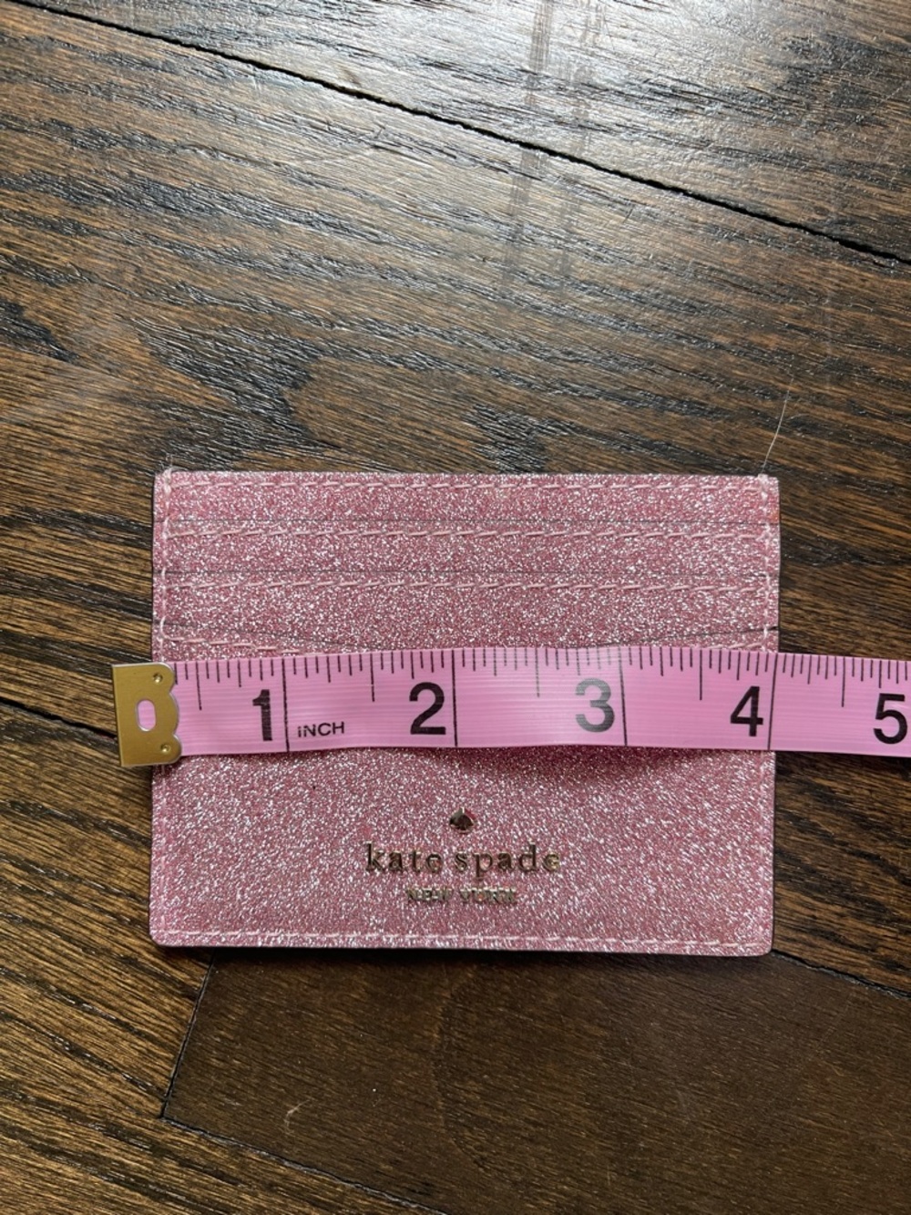 kate spade Rose Pink Glitter Card Case - Picture 3 of 3
